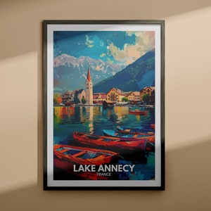 Impresión de arte de Annecy - Cartel del lago Annecy / Arte del lago de Francia / Cartel de viaje de Francia / Impresiones de la naturaleza