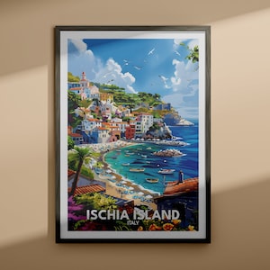 Impresión de Ischia - Cartel de la isla de Ischia / Arte de la isla de Italia / Cartel de viaje de Italia / Impresiones de la naturaleza