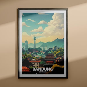 Bandung print - Bandung travel poster / Indonesia wall art print / Indonesia home decor / Travel wall art decor / Unique city poster
