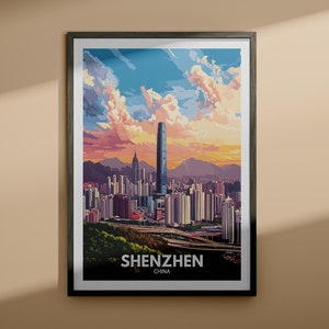 深センプリント - 深セン旅行ポスター / 中国壁アートプリント / 中国ホームデコレーション / 旅行壁アートデコレーション / ユニークな都市ポスター