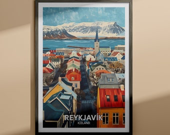Reykjavík print - Reykjavík travel poster / Iceland wall art print / Iceland home decor / Travel wall art poster / Unique city print