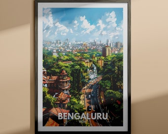 バンガロール市のプリント - バンガロールの旅行ポスター / インドの壁アートプリント / インドの家の装飾 / 旅行の壁アート装飾 / ユニークな都市のポスター