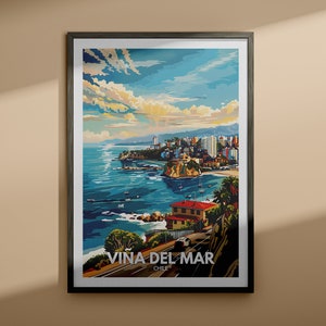 Impresión de Viña Del Mar - Cartel de viaje de Viña Del Mar / Impresión de arte mural de Chile / Decoración del hogar de Chile / Decoración de arte de pared de viaje / Póster único de la ciudad