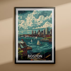 Boston print - Boston travel poster / Massachusetts wall art print / United States travel home decor / USA city poster