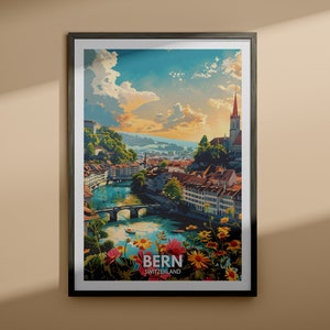 Bern Druck - Bern Reiseplakat / Schweiz Wand Kunst Druck / Schweiz Wohnkultur / Einzigartige Stadt Poster