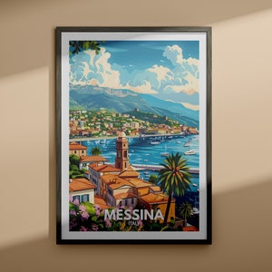 Messina print - Messina travel poster / Italy wall art print / Italy home decor / Travel wall art poster / Unique city print
