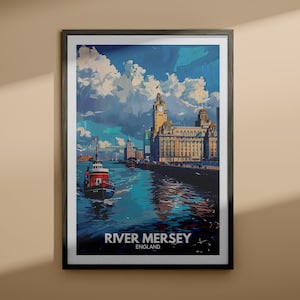 Mersey print - River Mersey poster / England river art / England travel poster / Nature prints