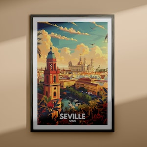 Impresión de Sevilla - Póster de viaje de Sevilla / Impresión de arte mural de España / Decoración del hogar de España / Decoración de pared de viaje / Póster de ciudad único