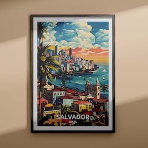 Impressão de Salvador - Pôster de viagem de Salvador / Impressão de arte de parede do Brasil / Decoração de casa do Brasil / Pôster de arte de parede de viagem / Impressão de cidade exclusiva
