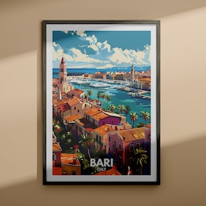 Bari print - Bari travel poster / Italy wall art print / Italy home decor / Travel wall art poster / Unique city print