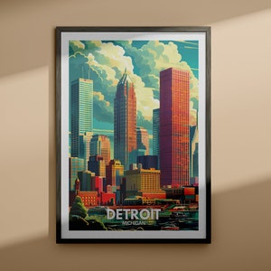 Detroit Druck - Detroit Reise Poster / USA Poster / USA Reise Poster / Kunst Poster