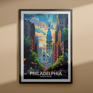 Impression d'art de Philadelphie - affiche de Philadelphie / impression d'art mural Pennsylvanie / décoration de voyage aux États-Unis / affiche de la ville des États-Unis