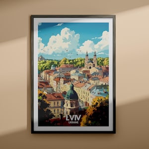 Lviv print - Lviv reisposter / Oekraïne kunst aan de muur print / Oekraïne home decor / reizen muur kunst decor / unieke stad poster