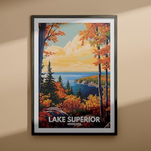 Impresión superior: póster del lago Superior / arte del lago de Minnesota / póster de viaje de Minnesota / impresiones de naturaleza
