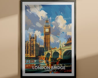 London Bridge print - London Bridge travel poster / London wall art print / London home decor / Travel wall art decor / Unique city print