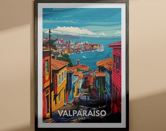 Valparaiso print - Valparaiso travel poster / Chile wall art print / Chile home decor / Travel wall art decor / Unique city poster