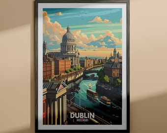 Dublin art print - Dublin travel poster / Ireland wall art print / Ireland home decor / Travel wall art decor / Unique city poster