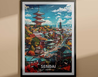 Sendai print - Sendai travel poster / Japan wall art print / Japan home decor / Travel wall art poster / Unique city print