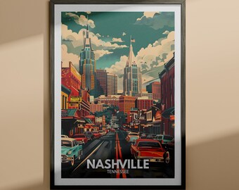 Nashville print - Nashville plakat podróżniczy / Tennessee wydruk ścienny / Stany Zjednoczone podróż dom wystrój / USA plakat miasto
