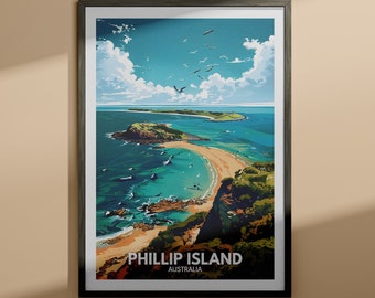 Wydruk Phillip - plakat Phillip Island / Sztuka wysp Australii / Plakat podróżniczy Australia / Wydruki przyrodnicze