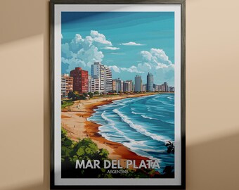 Impresión de Mar del Plata - Póster de viaje de Mar del Plata / Impresión de arte mural de Argentina / Decoración del hogar de Argentina / Decoración de pared de viaje / Póster de ciudad único