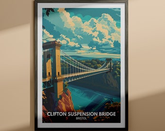 Clifton Suspension Bridge print - Clifton Suspension Bridge travel poster / Bristol wall print / Bristol home decor / Travel wall art poster