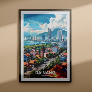 Impressão de Da Nang - pôster de viagem de Da Nang / impressão de arte de parede do Vietnã / decoração de casa do Vietnã / decoração de parede de viagem / pôster de cidade exclusivo
