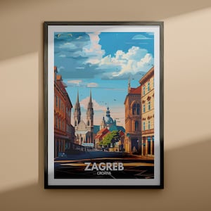 Zagreb Druck - Zagreb Reiseplakat / Kroatien Wand Kunst Druck / Kroatien Wohnkultur / Reise Wand Kunst Dekor / Einzigartige Stadt Poster
