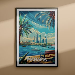 Manama print - Manama travel poster / Bahrain wall art print / Bahrain home decor / Travel wall art poster / Unique city print