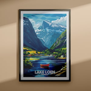 Loen print - Lake Loen poster / Norway lake art / Norway travel poster / Nature prints