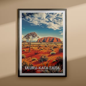 Impresión Uluru Kata Tjuta - Cartel del parque nacional Uluru Kata Tjuta / Arte mural de los Parques Nacionales de Australia / Cartel de viaje de Australia / Impresiones de la naturaleza