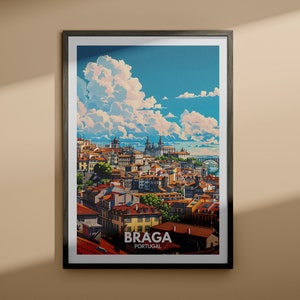Braga print - Braga travel poster / Portugal wall art print / Portugal home decor / Travel wall art decor / Unique city poster