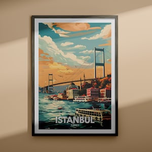 Impresión de arte de Estambul - Cartel de viaje de Estambul / Impresión de pared de Turquía / Decoración del hogar de Turquía / Cartel de arte de pared de viaje / Impresión única de la ciudad
