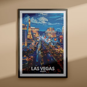 Las Vegas Druck - Las Vegas Reise Poster / Nevada Wand Kunst / USA Reise Dekoration / USA Stadt Poster