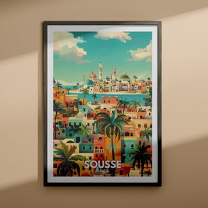 Impresión de Susa - Póster de viaje de Susa / Impresión de arte mural de Túnez / Decoración del hogar de Túnez / Decoración de pared de viaje / Póster de ciudad único