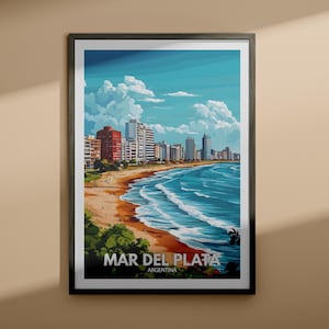 Impresión de Mar del Plata - Póster de viaje de Mar del Plata / Impresión de arte mural de Argentina / Decoración del hogar de Argentina / Decoración de pared de viaje / Póster de ciudad único