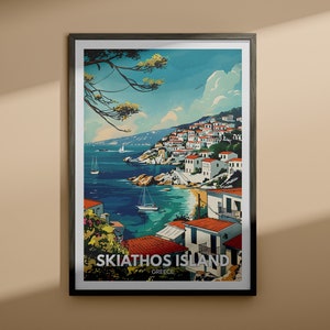 Skiathos Island Print - Skiathos Island Reiseplakat / Griechenland Wandbild / Griechenland Wohnkultur / Reise Wandkunst Plakat / Einzigartige Stadt Poster