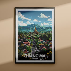 Chiang Mai art print - Chiang Mai travel poster / Thailand wall print / Thailand home decor / Travel wall art poster / Unique city print