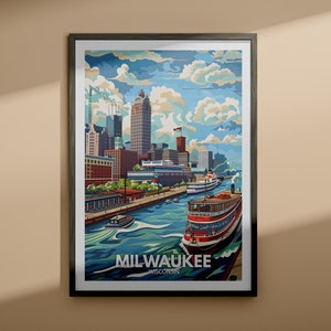 Impressão de Milwaukee - pôster de viagem de Milwaukee / impressão de arte de parede de Wisconsin / decoração de casa de viagem nos Estados Unidos / pôster da cidade dos EUA