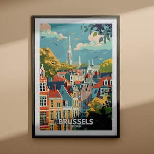 Brussels art print - Brussels travel poster / Belgium wall art print / Belgium home decor / Travel wall art decor / Unique city poster