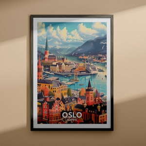 Oslo Reise-Plakat / Norwegen / Norwegen / Norwegen / Norwegen / Reise-Kunst / Einzigartiges Stadt-Poster