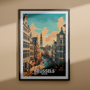 Brussels print - Brussels travel poster / Belgium wall art print / Belgium home decor / Travel wall art decor / Unique city poster