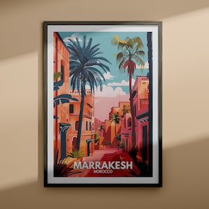 Impression Marrakech - Affiche de voyage Marrakech / Impression d'art mural Maroc / Décoration d'intérieur Maroc / Déco d'art mural de voyage / Affiche unique de la ville