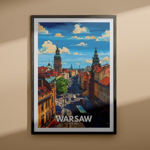 Warschau Kunst - Warschau Reise Poster / Polen Reise Wandbild / Housewarming Geschenk / Stadt Wand-Dekor-Poster / Kunst Geschenke