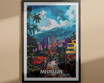 Medellin print - Medellin travel poster / Colombia wall art print / Colombia home decor / Travel wall art decor / Unique city poster