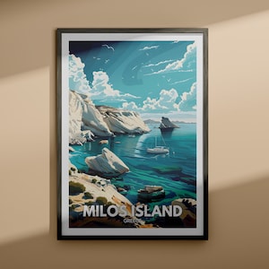 Milos Island Poster - Milos Island Reiseposter / Griechenland Wand Kunst Poster / Griechenland Wohnkultur / Einzigartige Stadt Poster