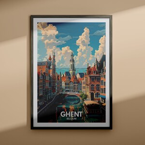 Gent print - Gent reisposter / België kunst aan de muur print / België woondecoratie / reizen kunst aan de muur decor / Unieke stadsposter