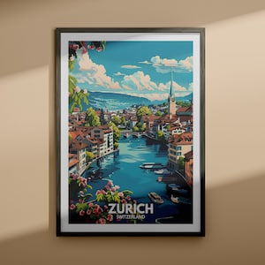 Zürich Druck - Zürich Reise Poster / Zürich Wand Kunst / Einzigartiges Stadt Poster / Schweiz Wanddeko / Reisedekor
