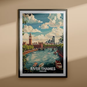 Thames print - River Thames poster / England river art / England travel poster / Nature prints
