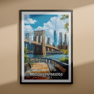 Stampa artistica del ponte di Brooklyn - Poster di viaggio del ponte di Brooklyn / Stampa artistica da parete di New York / Arredamento per la casa di New York / Arredamento da viaggio / Stampa unica della città